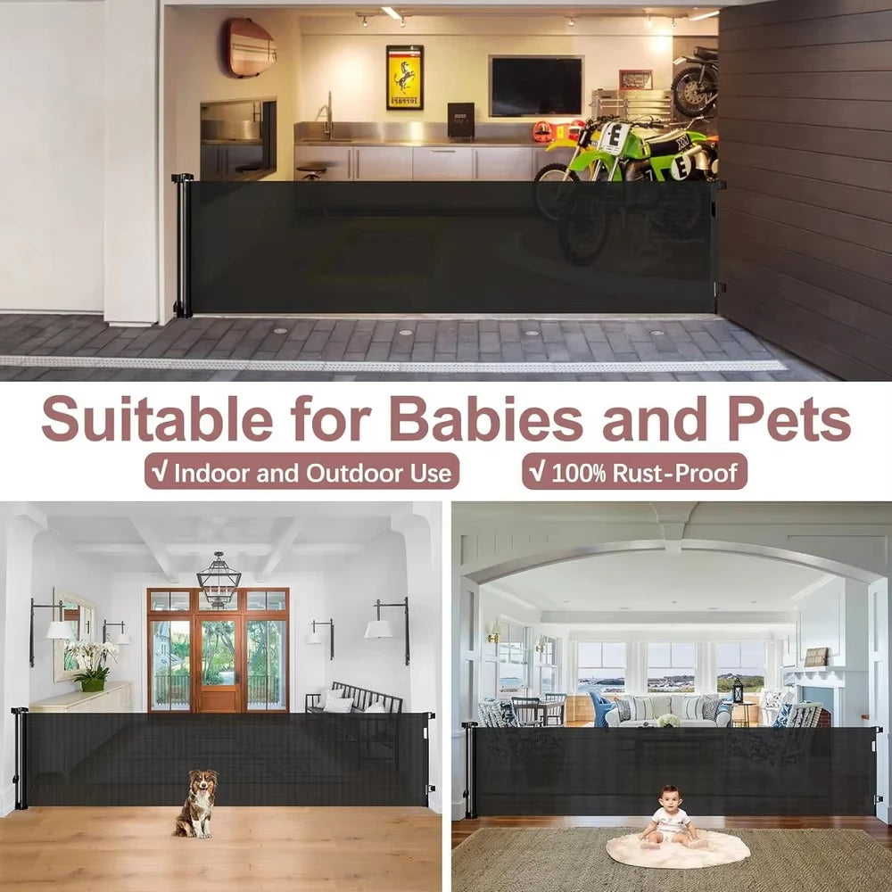 120in Baby Safety Gate Retractable Baby Gate Punch-free Dog Cat Stair Fence Childproof Net - Safety Gate - view 2