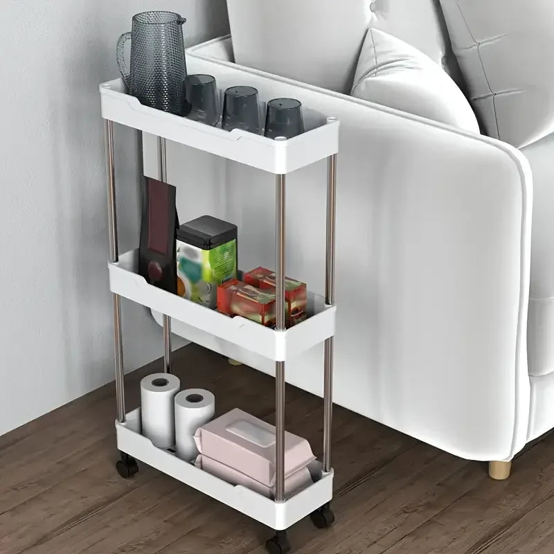 3-layer Ultra-thin Rolling Storage Cart Multi-function Storage Rack With Sliding - Storage Shelf - view 2