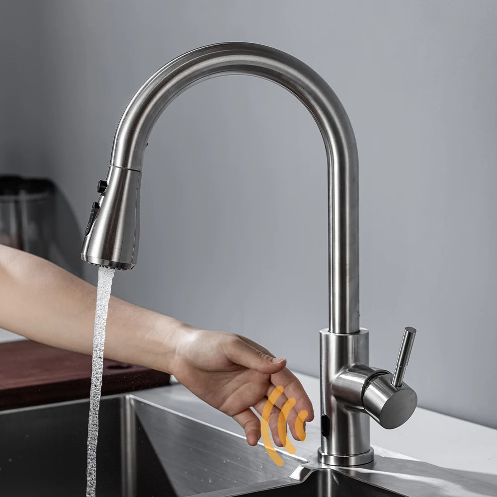 Smart Touchless Kitchen Faucets Crane For Sensor Kitchen Water Tap Sink Mixer Rotate - Kitchen Faucet - view 7