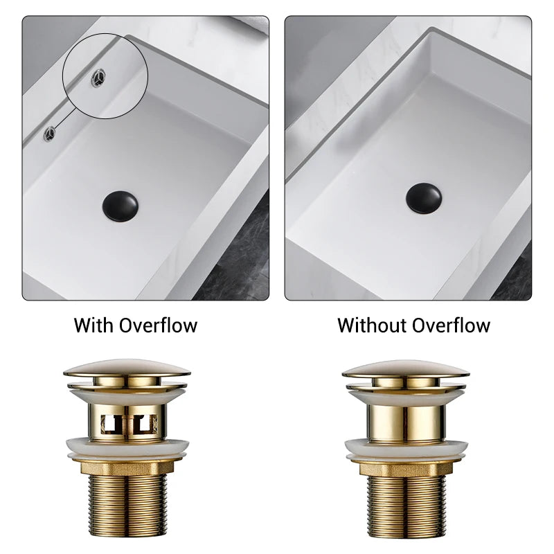 Pop up Drain Button Bathroom Sink Plug Black Gold Rose Siphon Waste Stopper Wash - Home Improvement - view 2