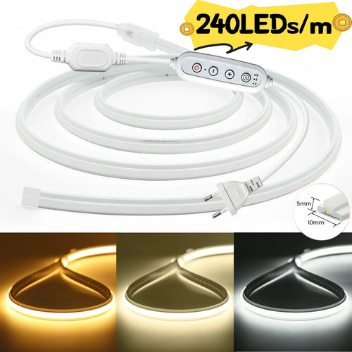 220V 240LEDs/m COB LED Strip Light 230V Dimmable RA90 Flexible IP65 FCOB Neon Tape - Kitchen Faucet