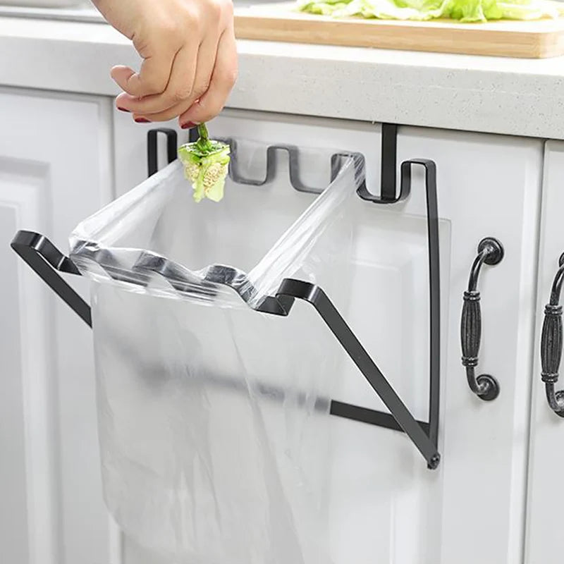 Kitchen Trash Rack Cabinet Door Garbage Bags Holder Multi-function Cabinet Rubbish - Cabinet Organizer