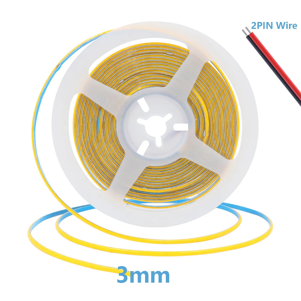 12V 24V 3mm 5mm PCB COB LED Strip Light 384LED/m 2Pin Wire/DC Plug High - LED Strip Light - view 8
