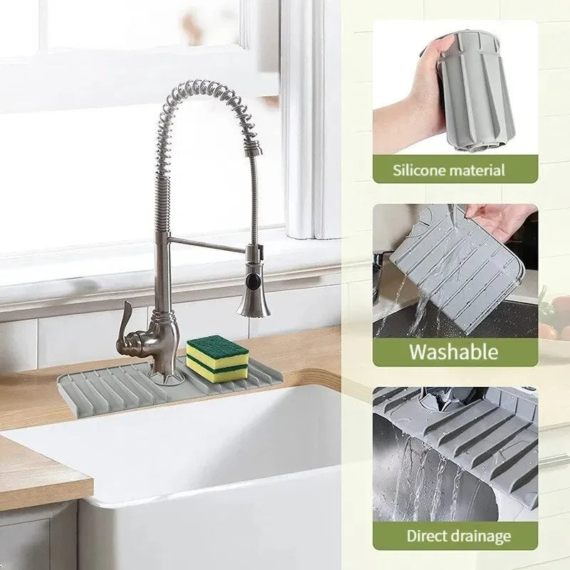 Silicone faucet pad dishwashing soap sponge holder sink kitchen countertop drying pad - Kitchen Faucet - view 4