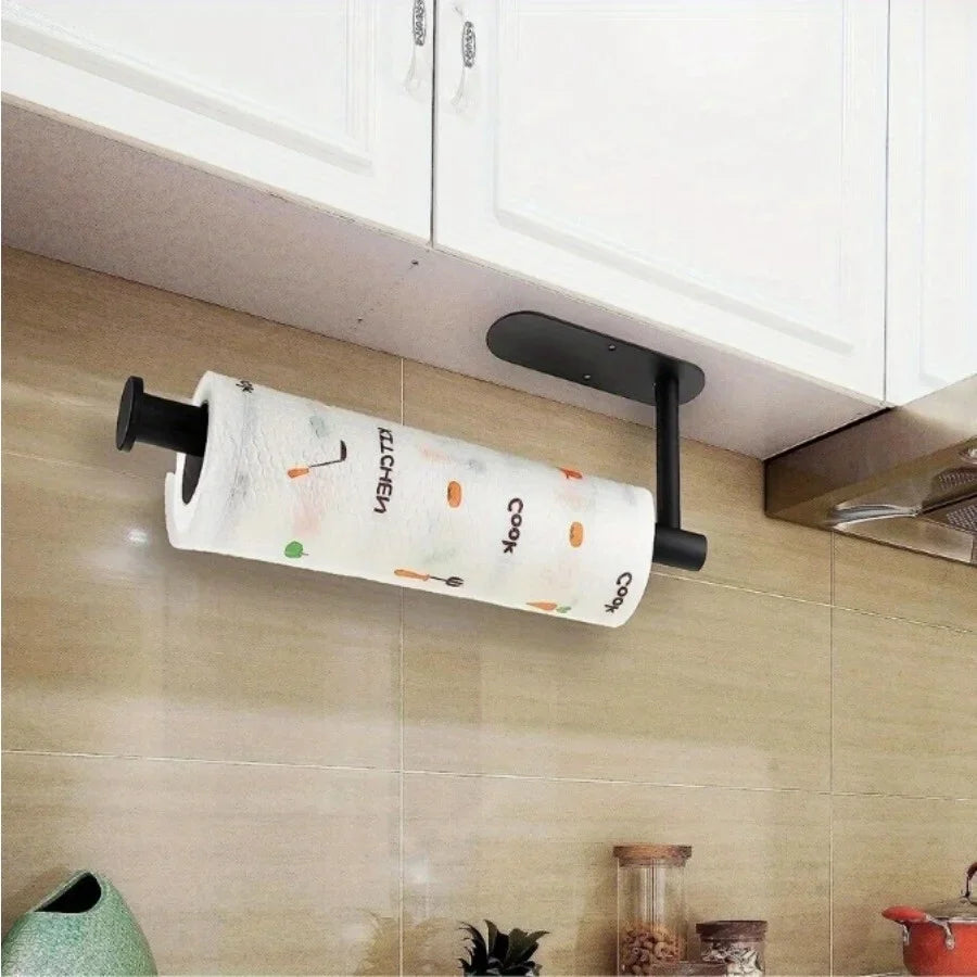 Wall Mounted Kitchen Racks Storage Stainless Steel Paper Towel Holder Self-Adhesive - Storage Shelf - view 3