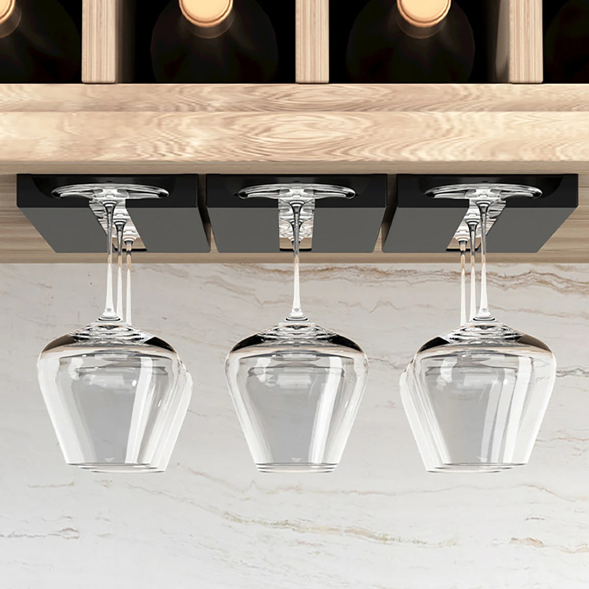 Under Cabinet Upside Down Wine Glass Holder - For Wine Glasses/Champagne Glasses - Cabinet Organizer - view 3