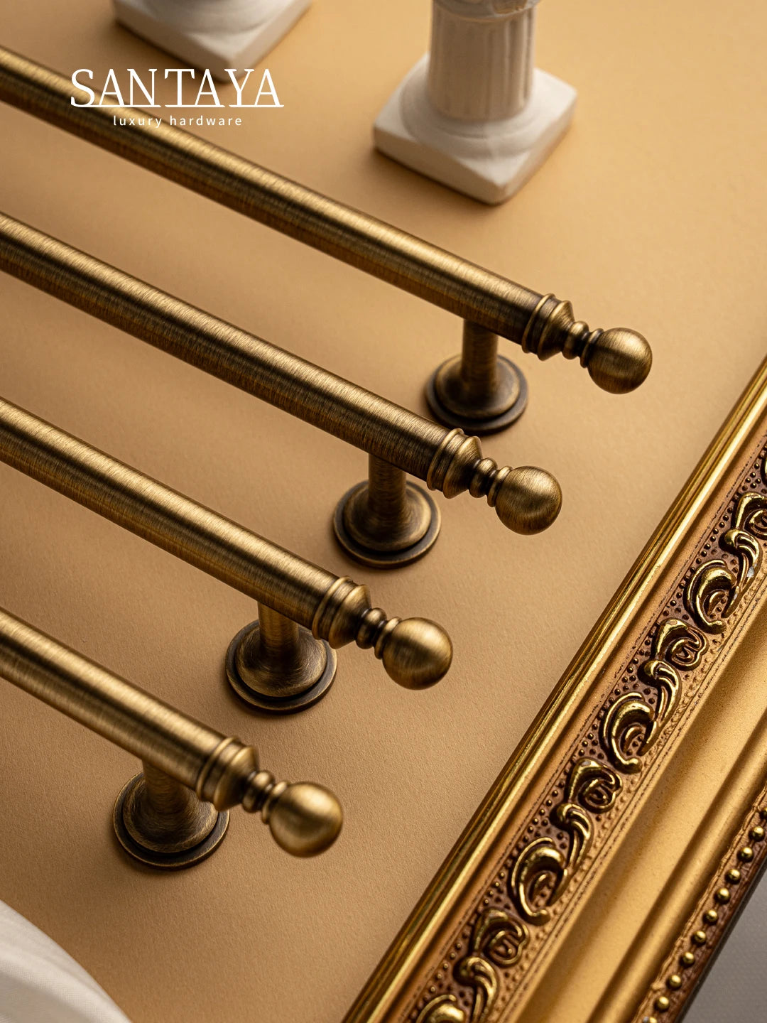 Santaya Brushed Antique Brass Handles for Kitchen Cabinets Wardrobes Drawers and - Cabinet Organizer - view 2