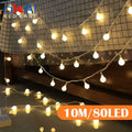 10M Ball LED String Lights Outdoor Ball Chain Lights Garland Lights Bulb Fairy Lights - Lighting