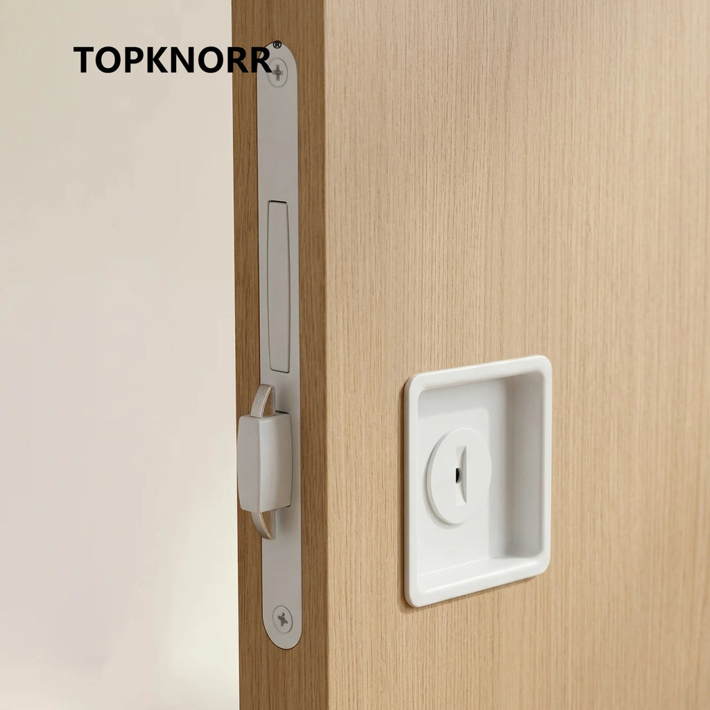 Black Invisible Pocket Sliding Door Lock with Side Handle for Balcony Kitchen Bathroom - Home Improvement - view 4