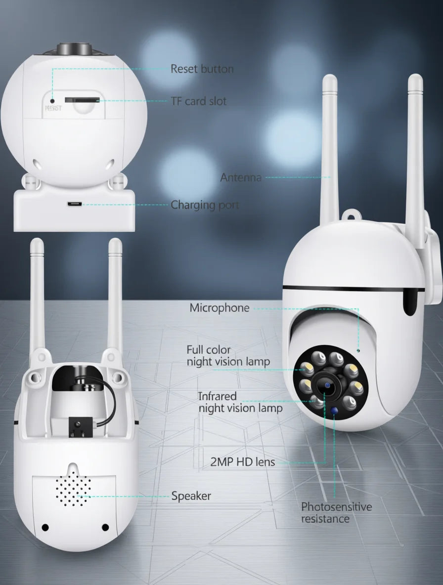 8MP Wifi IP Wireless Security Surveillance PTZ Camera 4X Zoom Cameras Tracking Two-way - Security Camera