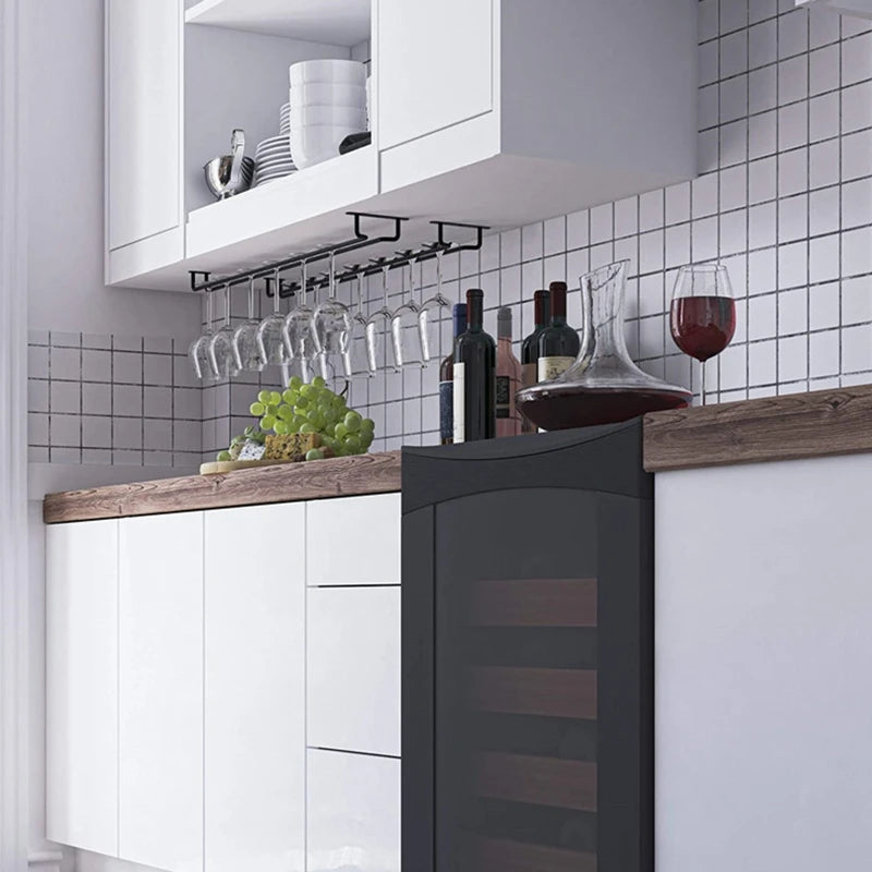Large Stemware Wine Glass Hanger Rack Under Cabinet Kitchen Bar Storage Black 87HA - Cabinet Organizer - view 3