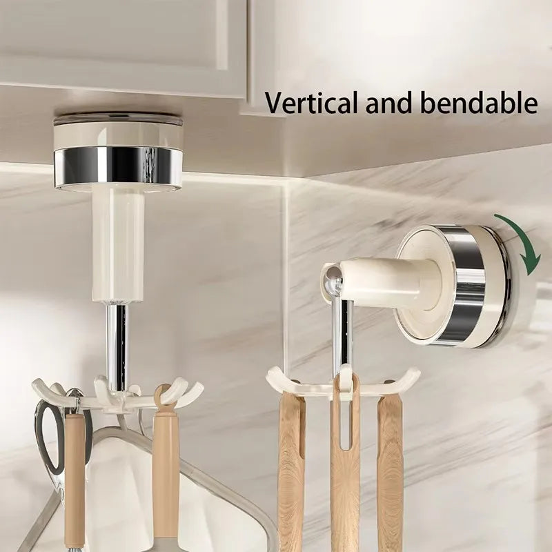 Kitchen Suction Cup Six-claw Rotating Hook Rack Household Punch-free Spatula Spoon - Storage Shelf - view 3