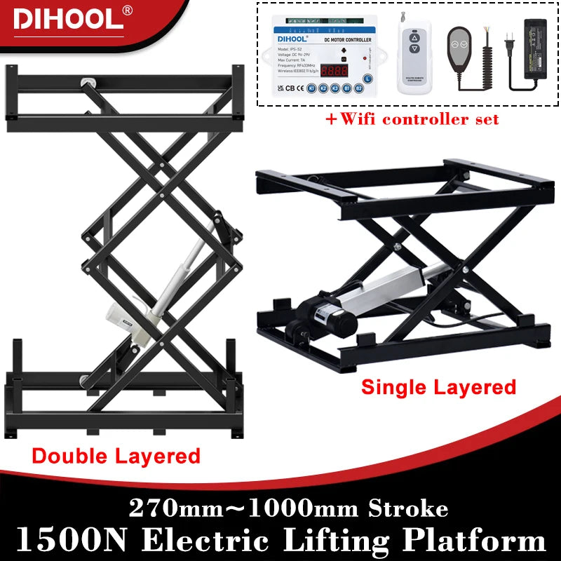 1500N Electric Lifting Platform with Smart Controller Set 270mm~1005mm Stroke RF485 - Home Improvement - view 2