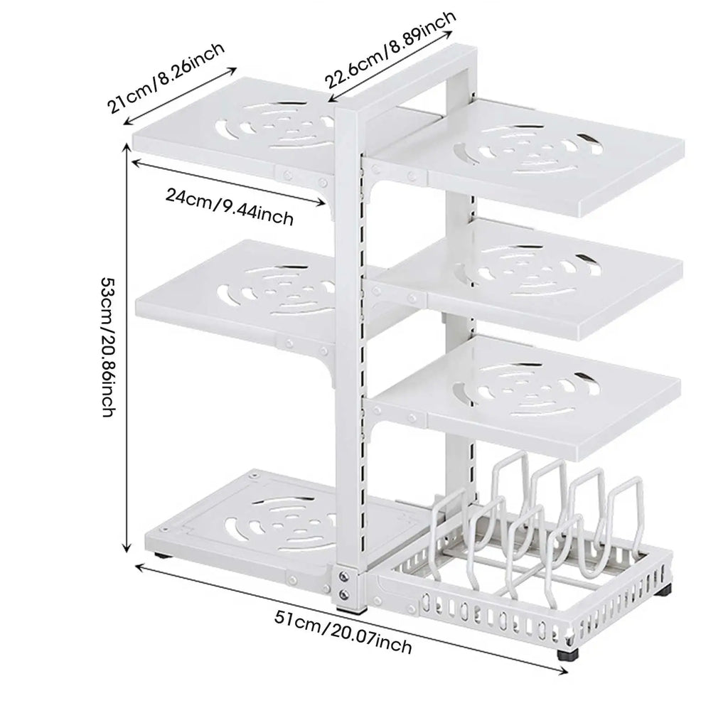 Multi-Tier Kitchen Storage Rack Pot Pan Organizer with Adjustable Shelves - Cabinet Organizer - view 6