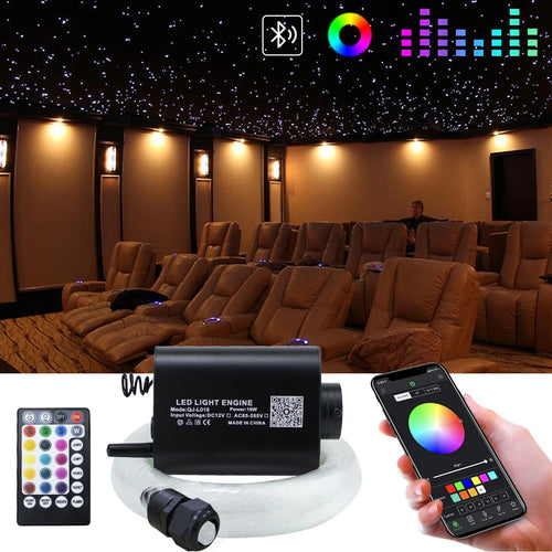 16W RGBW Fiber Optic Star Ceiling Light Kit Sound Activated APP Starry Sky Fiber - Home Improvement