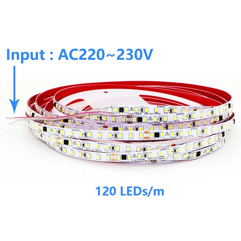 AC220V 230V 5M 600 LED Strip 2835 120LEDs/m Home Lamp Strip Red Ice Blue - LED Strip Light - view 2