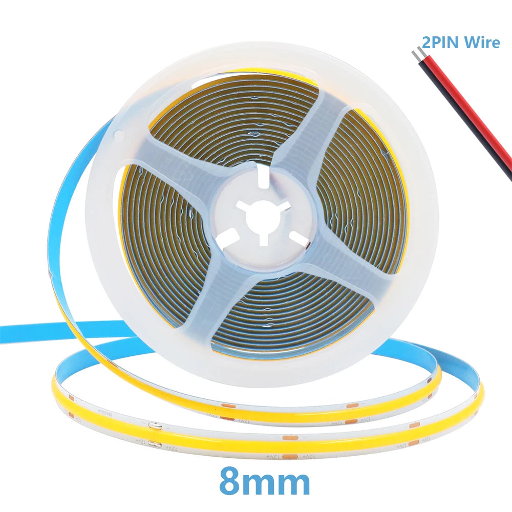 12V 24V 3mm 5mm PCB COB LED Strip Light 384LED/m 2Pin Wire/DC Plug High - LED Strip Light - view 7