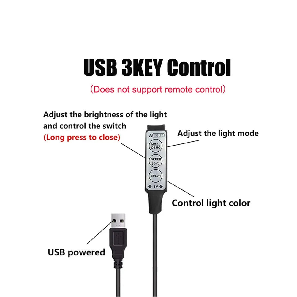 LED Strip Light RGB 5050 5V USB 3 Key Control Flexible Light Strip Suitable - LED Strip Light - view 2