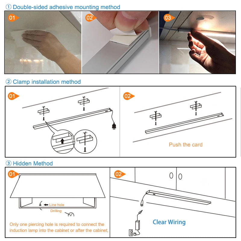 LED Light Under Cabinet Lights For Kitchen Hand Sweep Switch PIR Motion Sensor Closet - Cabinet Organizer - view 6