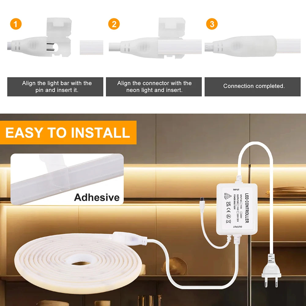Dimmable 220V COB Neon LED Strip Light 23Key IR Remote Control EU UK AU - LED Strip Light - view 4
