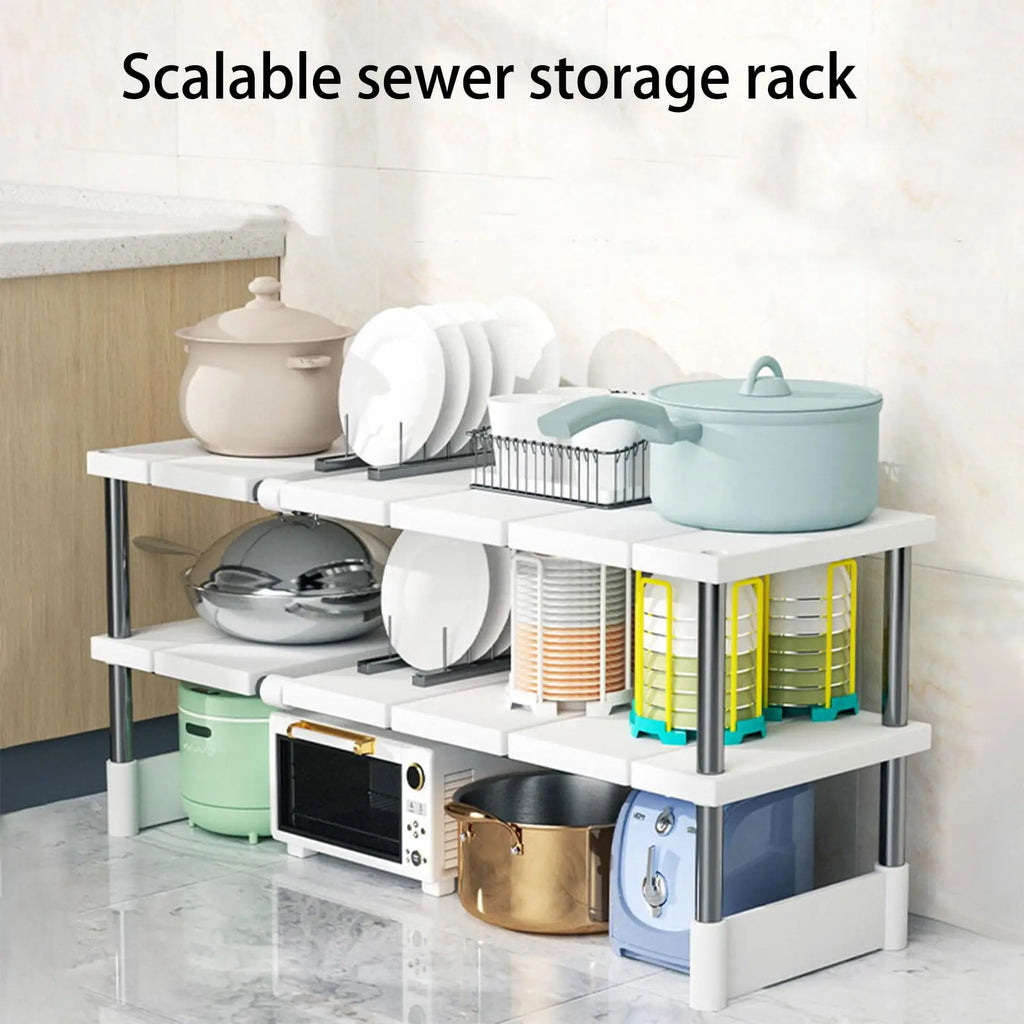 Stackable Storage Rack Multifunctional Telescopic Sink Holder Wardrobe Layered - Storage Shelf - view 3