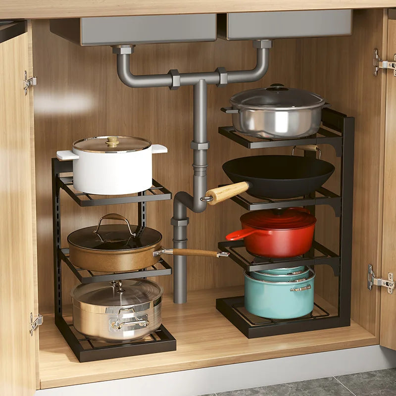 Kitchen Sink Storage Rack Multi-Layer Cooker Storage Rack For Home Stovetop Cabinets - Cabinet Organizer - view 3