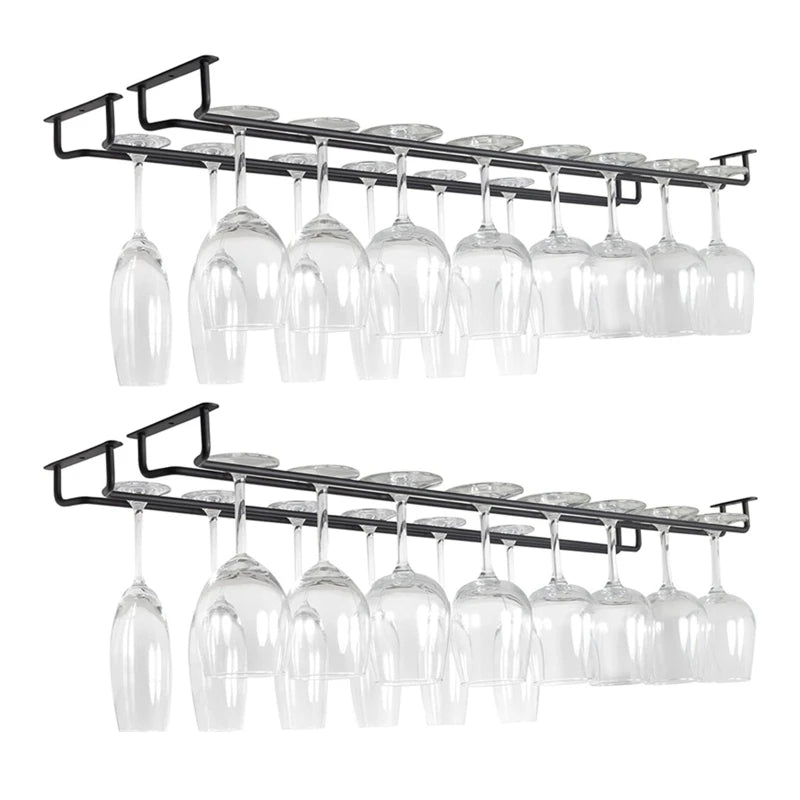 Large Stemware Wine Glass Hanger Rack Under Cabinet Kitchen Bar Storage Black 87HA - Cabinet Organizer - view 5