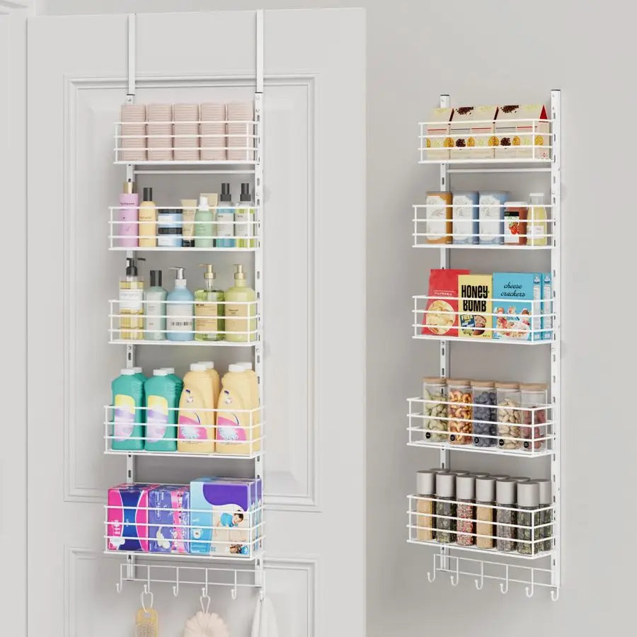 Over The Door Organizer Door Organizer Hanging with 5 Adjustable Metal Large Capacity - Cabinet Organizer