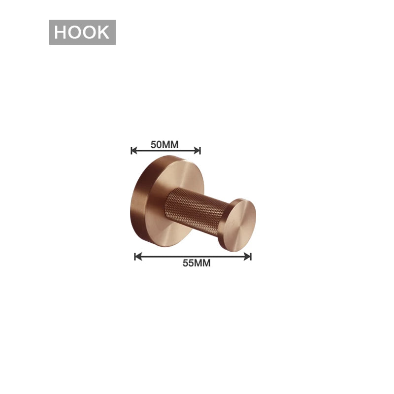 Brushed Rose Gold Accessories Set Toilet Brush Holder Toilet Paper Holder Towel Bar Rail - Organizer - view 7
