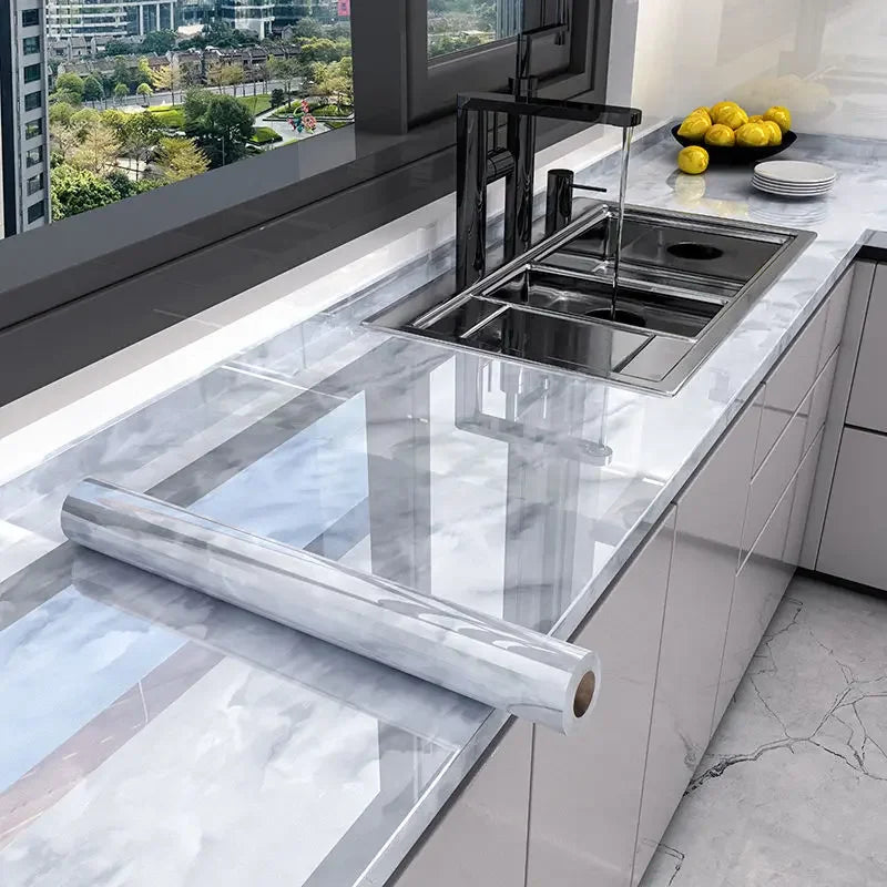 10M x 80CM Marble Self Adhesive Wallpaper Waterproof Oil Proof Kitchen Stickers - Home Improvement - view 5
