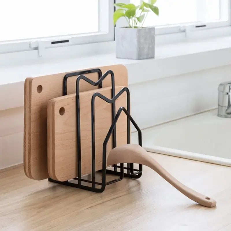 Iron Art Rack Shelf Multi Layer Space Saving Organizer Cutting Board Pot Lid Plates - Cabinet Organizer