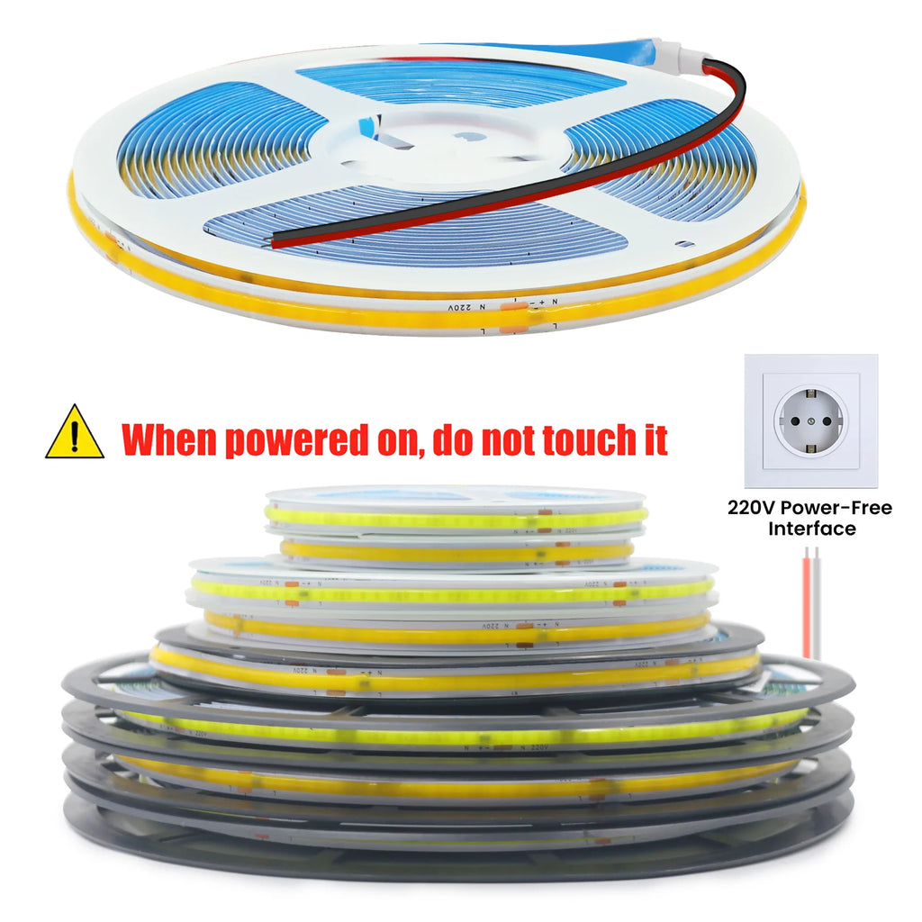 5M 10M 20M 50M/Roll COB Strip AC 220V 240Leds/M IP20 3000K 4000K 6000K Driver - Home Improvement - view 6