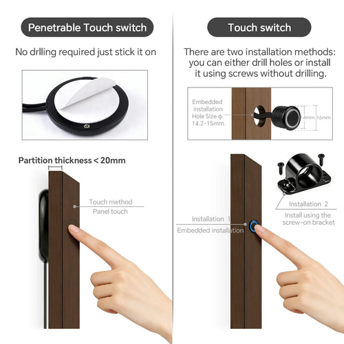 2 Switches, Penetrable Wood Hand Scan, Touch Sensor Dimmable COB LED Strip Light - LED Strip Light - view 2