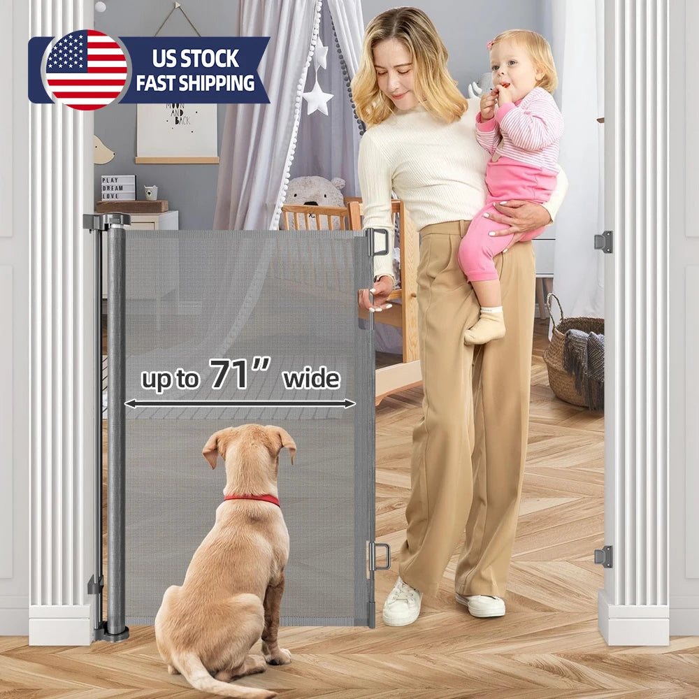Retractable Baby Safe Doorways 71" Wide Baby Gate Child Safety Gate For Doorways Stairs - Safety Gate