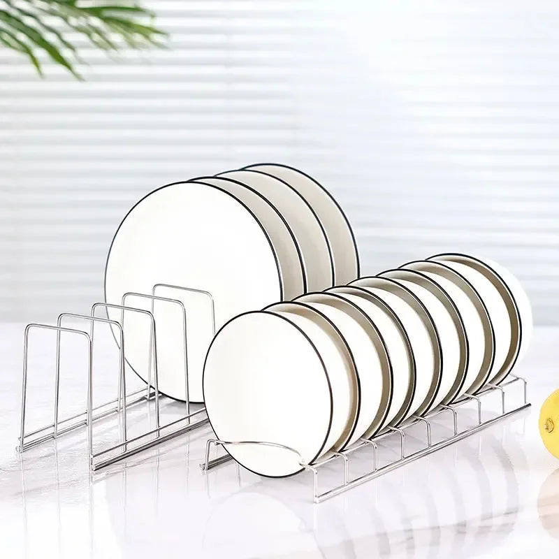 Kitchen Bowl Dish Organizer Stainless Steel Dish Holder Home Cutlery Dishes Pot Lid Rack - Cabinet Organizer