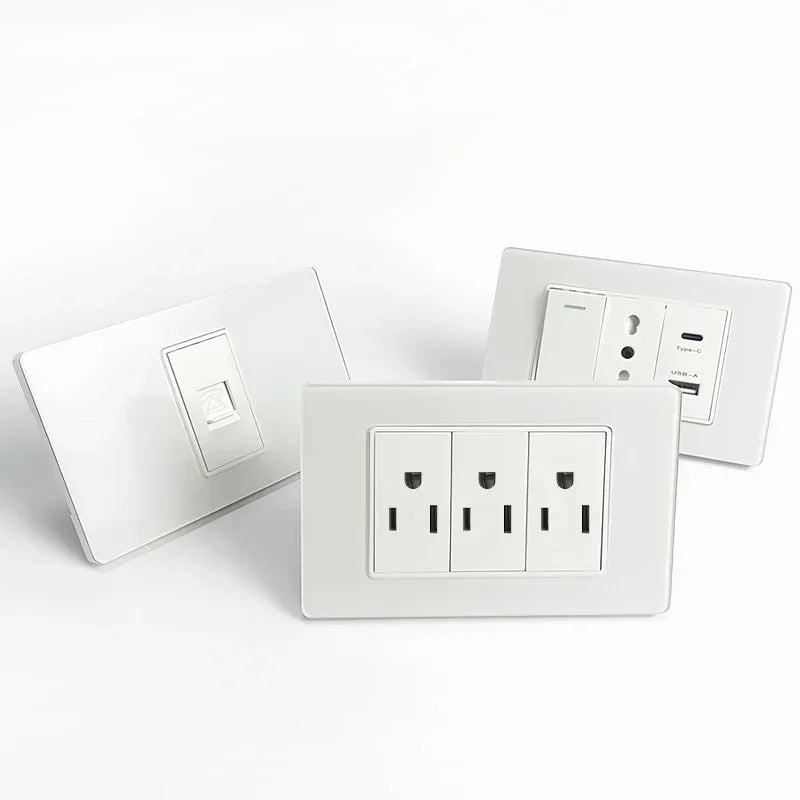 118 Series 118*75mm Tempered Glass US Thai Wall Socket Dual USB Type-C Ports Light - Home Improvement - view 5