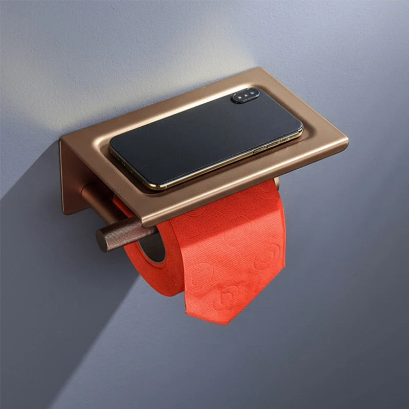 Brushed Rose Gold Accessories Set Toilet Brush Holder Toilet Paper Holder Towel Bar Rail - Organizer - view 6