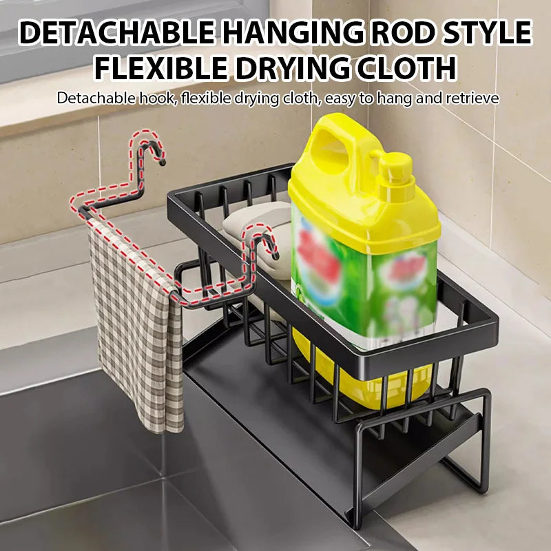 Kitchen Sink Drain Rack Organizer Plastic Desktop Self-draining Sink Shelf Soap Sponge - Cabinet Organizer - view 4