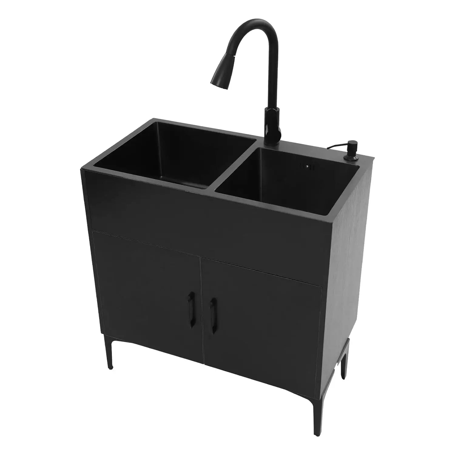 Laundry Sink with Cabinet, Heavy Duty Slop Freestanding Utility Sinkwith Pull-out - Cabinet Organizer - view 4