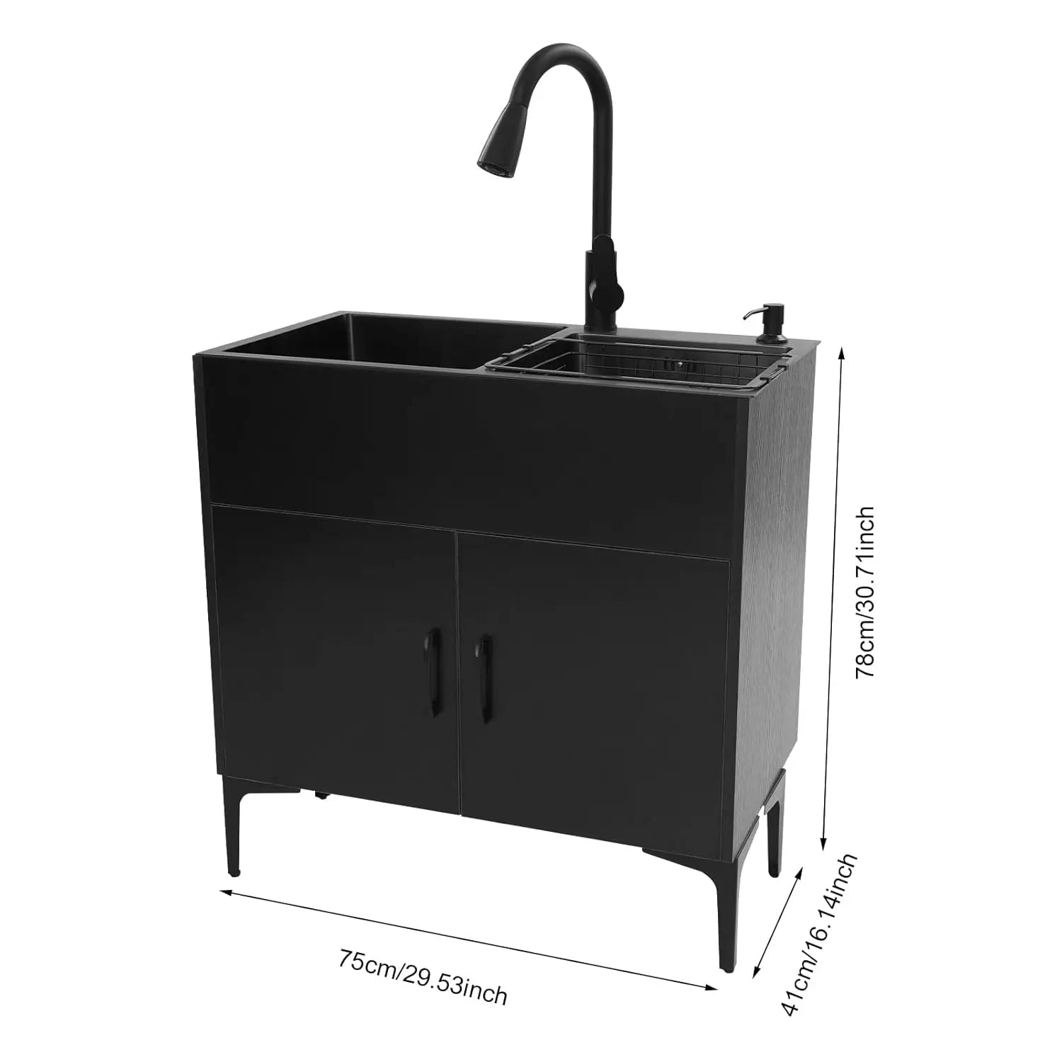 Laundry Sink with Cabinet, Heavy Duty Slop Freestanding Utility Sinkwith Pull-out - Cabinet Organizer - view 2