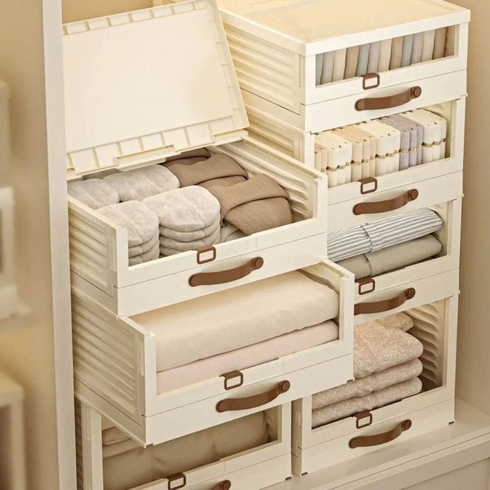 Household Plastic Drawer Organizer Foldable Stackable Cabinet Storage With Handle Pull - Cabinet Organizer - view 4