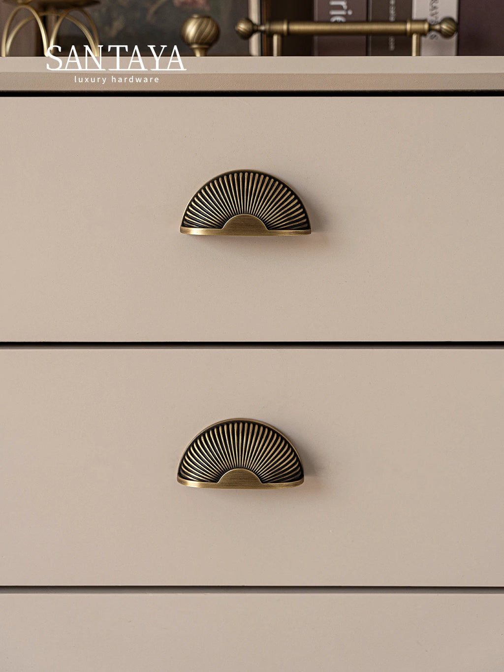 Santaya Brushed Antique Brass Handles Luxury Kitchen Cabinet Pull Wardrobe Dresser - Cabinet Organizer - view 6