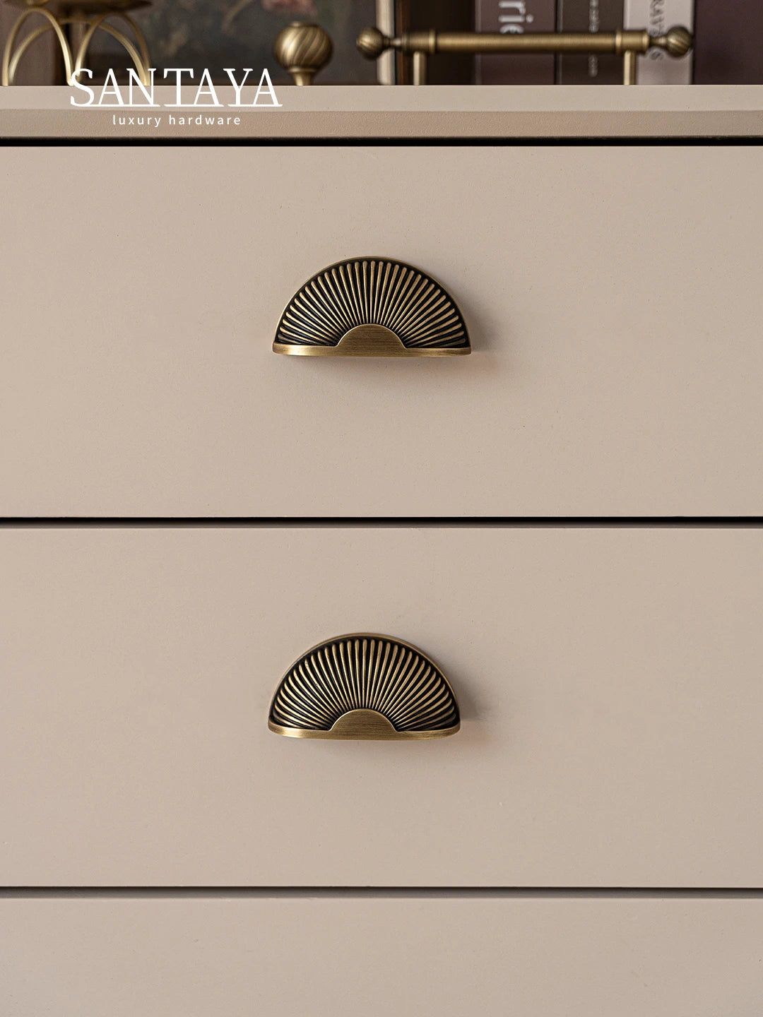 Santaya Brushed Antique Brass Handles Luxury Kitchen Cabinet Pull Wardrobe Dresser - Cabinet Organizer - view 6
