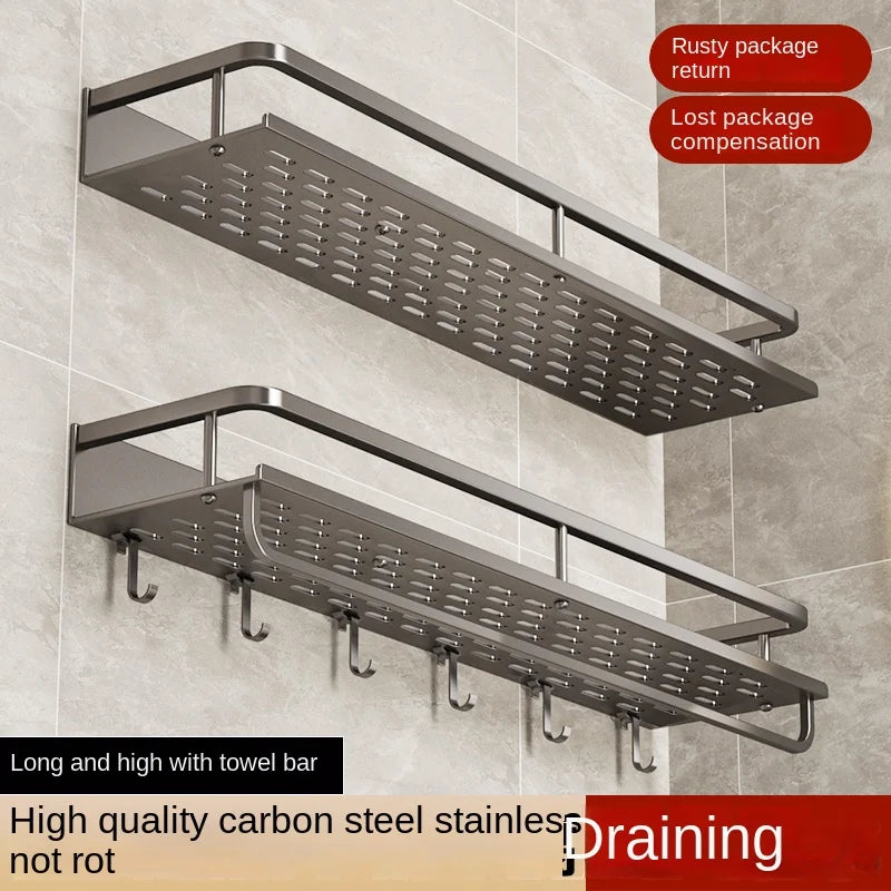 Light luxury kitchen multi-functional storage rack wall-mounted spice rack hole-free - Storage Shelf - view 6