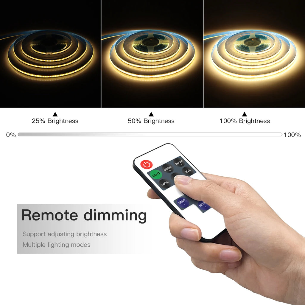 DC5V COB LED Strip Light with Dimmable Remote Control 1/2/3/5M White/Warm White USB LED - LED Strip Light - view 4