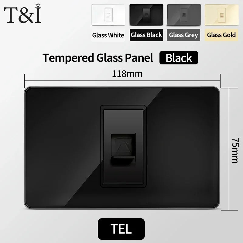 American Black Tempered Glass 16A 2Way Light Switch 118*75mm US Plug USB Type-C Quick - Home Improvement - view 7