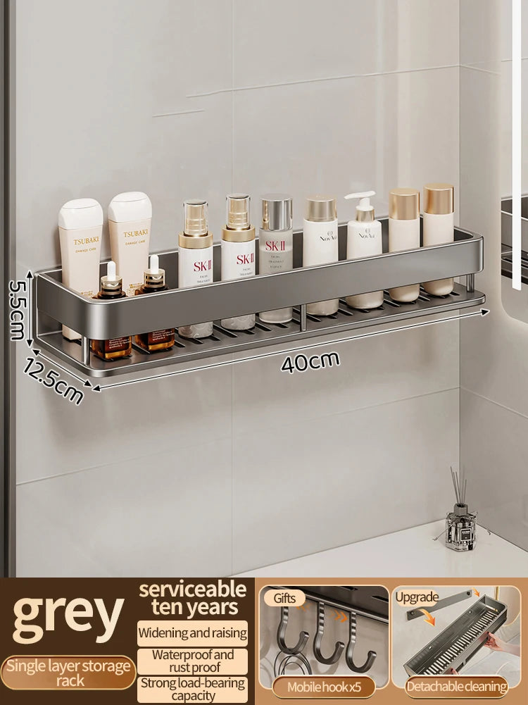 Aluminum kitchen rack kitchen shelf toilet storage no drill hanging rack bathroom - Storage Shelf - view 8