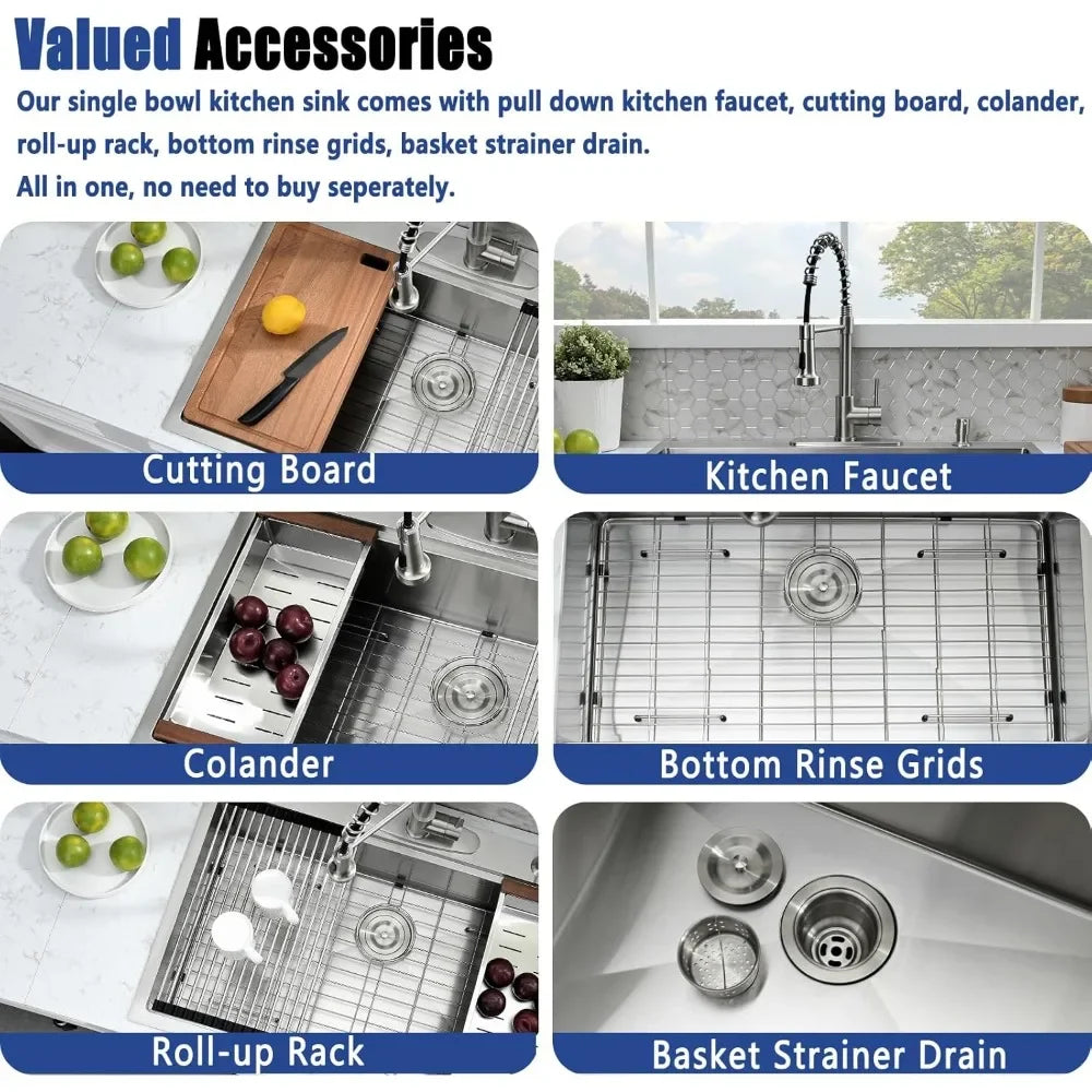 Bestseller33 x 22 Drop In Kitchen Sink with Faucet Combo - 33x22 Drop In - Kitchen Faucet - view 4