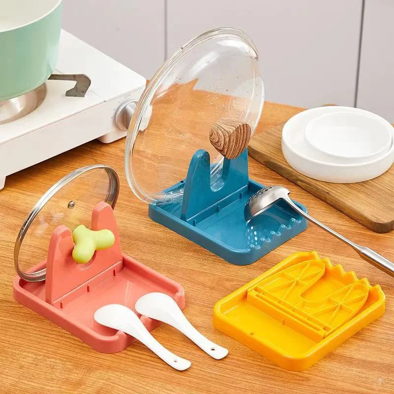 Foldable Pot Lid Rack Plastic Spoon Holder Stand Kitchen Organizer for Fork Spatula Rack - Cabinet Organizer