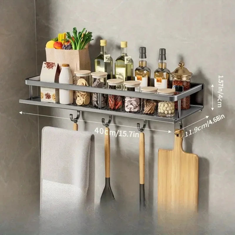 1 PC Multifunctional Kitchen Rack Spice Storage Rack Wall Mounted Kitchen Utensil - Storage Shelf - view 7